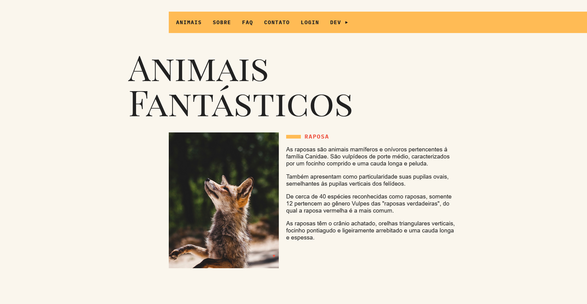 Projeto Animais Fantásticos
